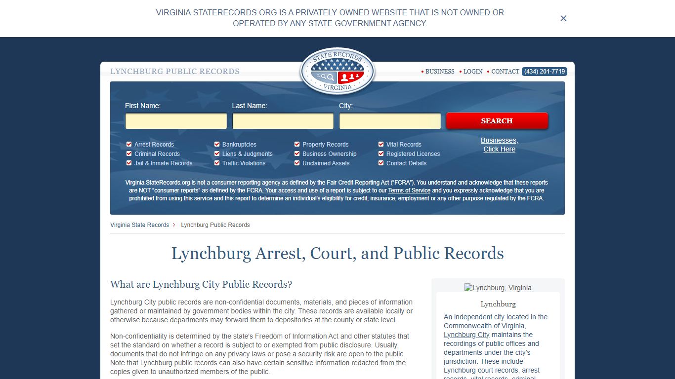 Lynchburg Arrest and Public Records | Virginia.StateRecords.org